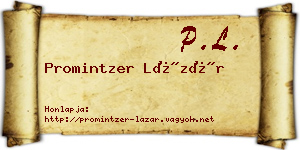 Promintzer Lázár névjegykártya